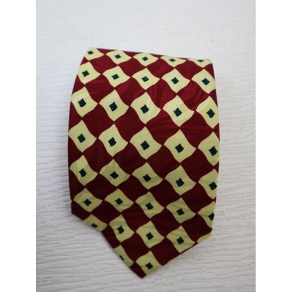 VAUDE MAZZEO - MEN'S RED & CREAM GEOMETRIC PRINT TIE - Picture 3 of 7